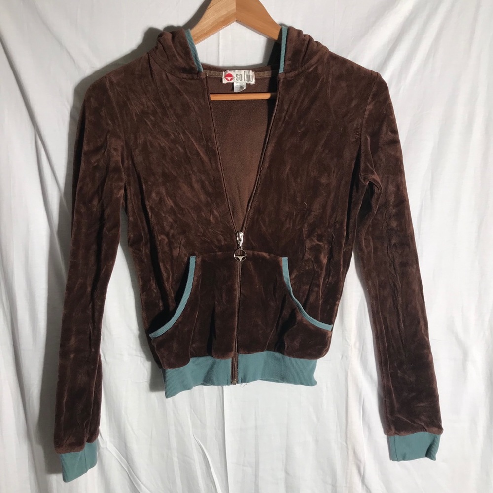 So low velour hooded zip up size medium